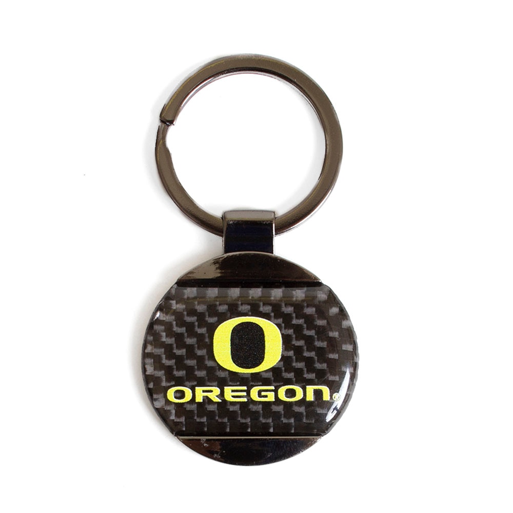 Classic Oregon O, Grey, Keychain/Keytag, Home & Auto, Jenkins, Carbon Fiber, Round, 596838